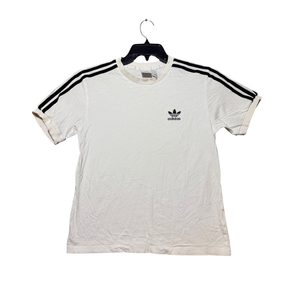 Adidas T-Shirt Womens Small White 3-Stripes Trefoil Logo Tee GN2907
